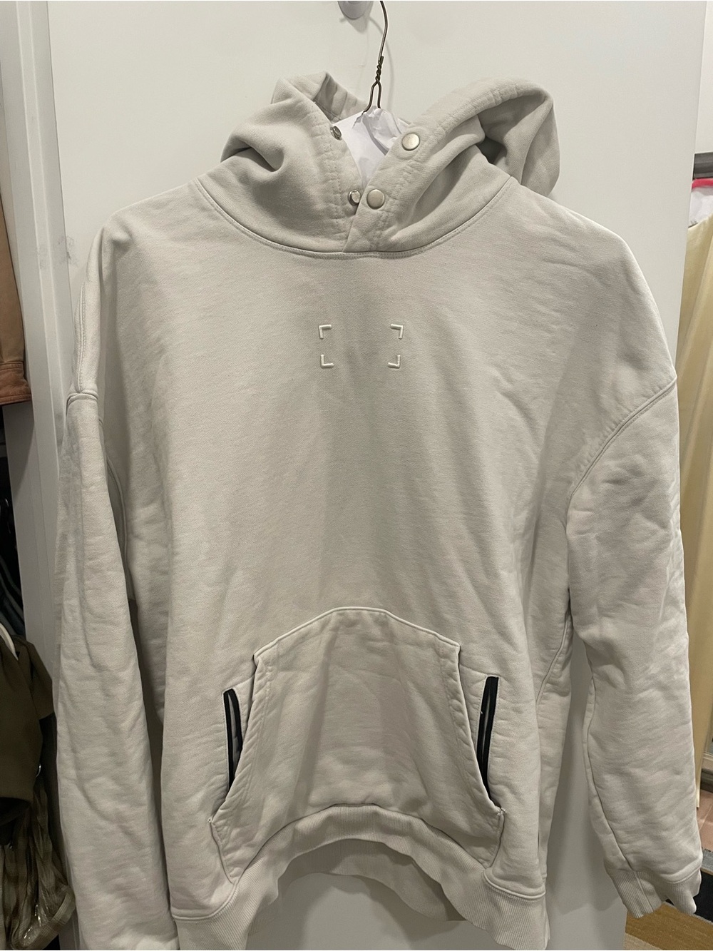 ASRV Men's Cream Pullover Hoodie with Black Trim